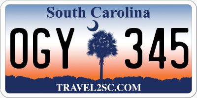 SC license plate OGY345