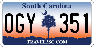 SC license plate OGY351