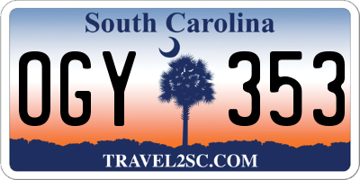 SC license plate OGY353