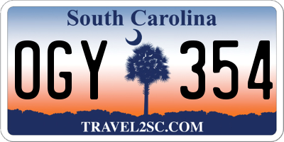 SC license plate OGY354