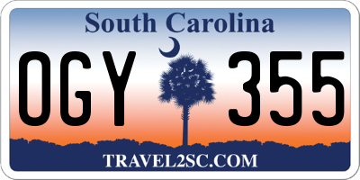 SC license plate OGY355