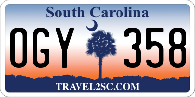 SC license plate OGY358