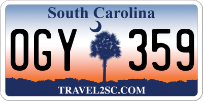 SC license plate OGY359