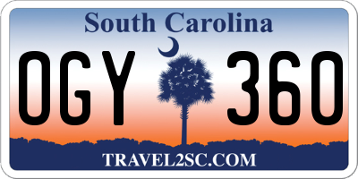 SC license plate OGY360