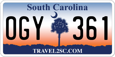 SC license plate OGY361