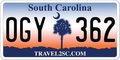 SC license plate OGY362