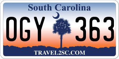 SC license plate OGY363