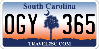SC license plate OGY365