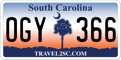 SC license plate OGY366