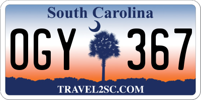 SC license plate OGY367