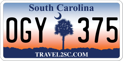 SC license plate OGY375