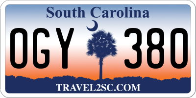 SC license plate OGY380