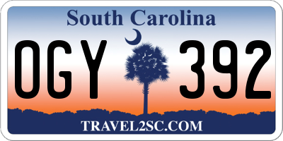 SC license plate OGY392