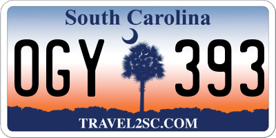 SC license plate OGY393
