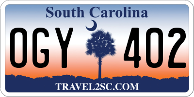 SC license plate OGY402
