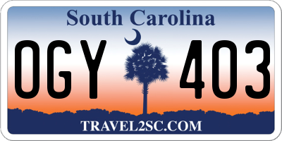 SC license plate OGY403