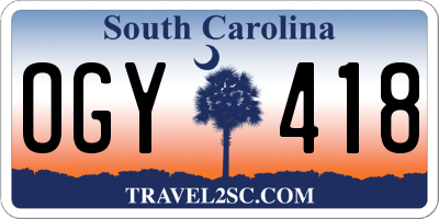SC license plate OGY418