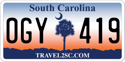 SC license plate OGY419