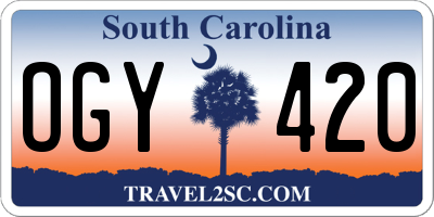 SC license plate OGY420