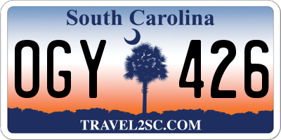 SC license plate OGY426
