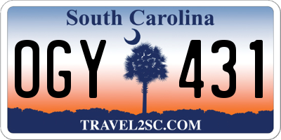 SC license plate OGY431