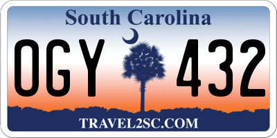 SC license plate OGY432