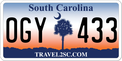 SC license plate OGY433