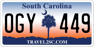 SC license plate OGY449
