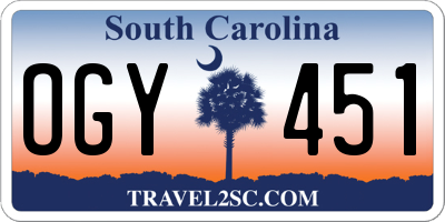 SC license plate OGY451