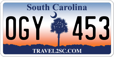 SC license plate OGY453