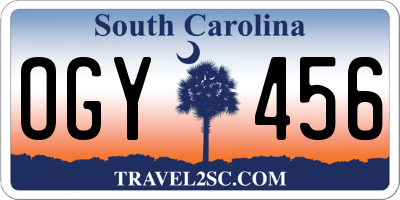 SC license plate OGY456