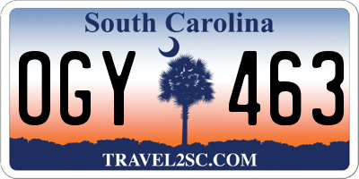 SC license plate OGY463