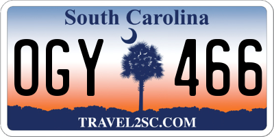 SC license plate OGY466