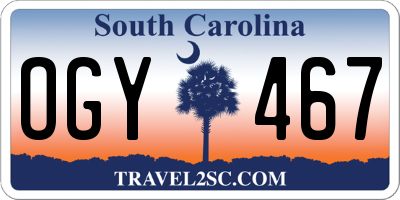 SC license plate OGY467