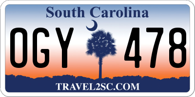 SC license plate OGY478