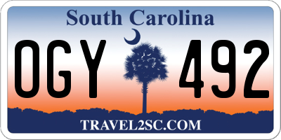 SC license plate OGY492