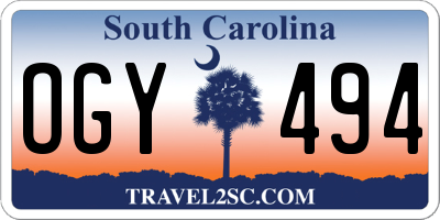 SC license plate OGY494