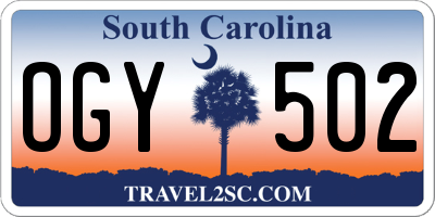 SC license plate OGY502