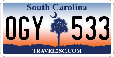 SC license plate OGY533