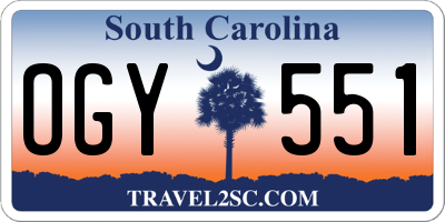 SC license plate OGY551