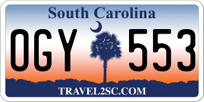 SC license plate OGY553