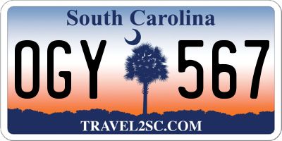 SC license plate OGY567