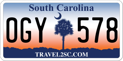 SC license plate OGY578