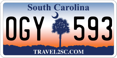 SC license plate OGY593
