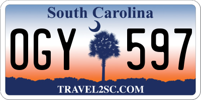SC license plate OGY597