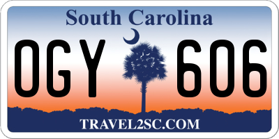 SC license plate OGY606
