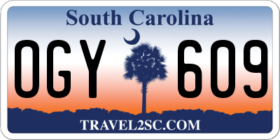 SC license plate OGY609