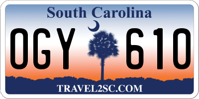 SC license plate OGY610