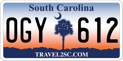 SC license plate OGY612