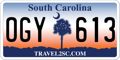 SC license plate OGY613